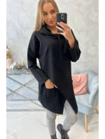 Oversize tunika s obálkou vpredu čierna