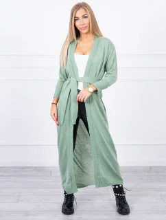 Sveter dlhý sveter viazaný v páse tmavo mätový