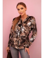 Dámska mikina so zvieracou potlačou a zipsom béžová Dámska mikina so zvieracou potlačou a zipsom béžová