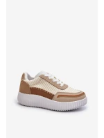 Sneakersy Damskie Na Platformie Beżowe Redala