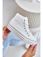 Ocieplane Trampki Damskie Na Platformie OO274A473 Białe