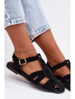 Dámské sandály Rímské ploché černé Belanessa