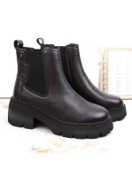 Dámske zateplené kožené členkové topánky PAW484 Black - Filippo