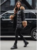 Dámska zimná prešívaná bunda s kapucňou čierna FashionStreet TY5320