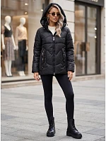 Dámska prešívaná zateplená bunda s kapucňou, čierna, FashionStreet TY5936