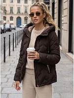 Dámska prešívaná bunda s kapucňou, hnedá, FashionStreet TY5944 Dámska prešívaná bunda s kapucňou, hnedá, FashionStreet TY5944