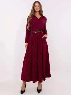 Elegantná maxi sukňa s ozdobným lemom bordová (19720)