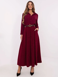 Elegantná maxi sukňa s ozdobným lemom bordová (19720)