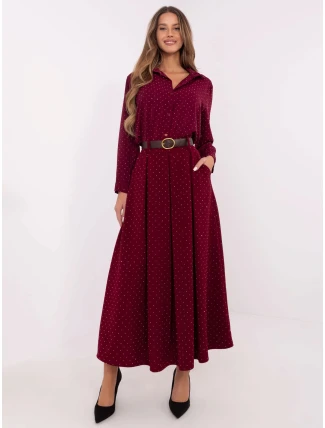 Elegantná maxi sukňa s ozdobným lemom bordová (19720)