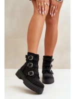 Ocieplane Botki Damskie Ze Zdobieniem Czarne Ciascia