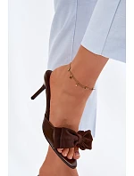 Dámské lodičky na podpatku s mašlí Čokoládové Jelessa