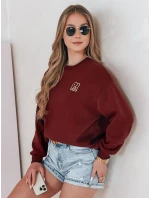 Dámska nadrozmerná mikina s výšivkou SOFTSLON bordová FashionStreet BY1430 Dámska nadrozmerná mikina s výšivkou SOFTSLON bordová FashionStreet BY1430