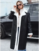 Dámsky zimný kabát CHICFROST dlhý čierny kožený FashionStreet TY4991 Dámsky zimný kabát CHICFROST dlhý čierny kožený FashionStreet TY4991