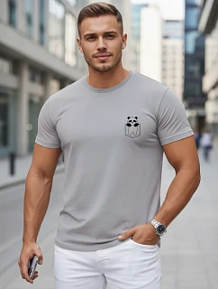 Pánske bavlnené tričko s malým potlačou, sivé, FashionStreet NX5131R