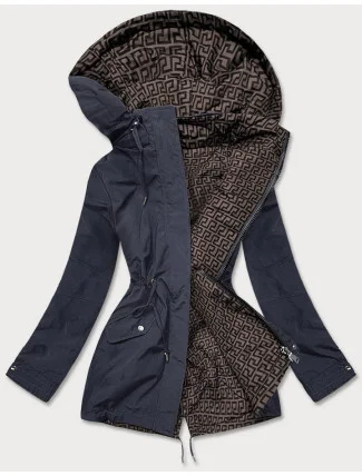 Tmavo modro-hnedá obojstranná dámska bunda parka (XW581BIGX) Tmavo modro-hnedá obojstranná dámska bunda parka (XW581BIGX)