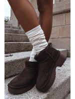 Śniegowce Damskie Z Naturalnego Zamszu Ocieplane Futerkiem Czekoladowe Milora