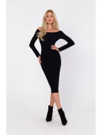 M757 Bodycon šaty na ramienka - čierne