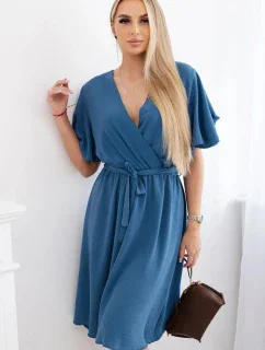 Šaty s vrstveným výstrihom denim