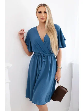 Šaty s vrstveným výstrihom denim Šaty s vrstveným výstrihom denim