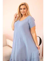 Dámske plus size šaty s krátkymi rukávmi a volánom z ľahkej viskózy