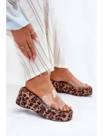 Klapki Damskie Z Transparentnym Paskiem Na Koturnie Panterka Meltiana