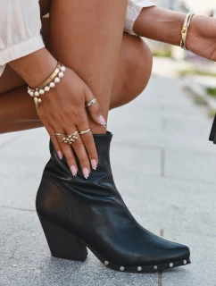 Botki Kowbojki Damskie Z Eko Skóry Na Słupku Czarne Abrielle