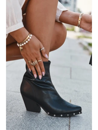 Botki Kowbojki Damskie Z Eko Skóry Na Słupku Czarne Abrielle