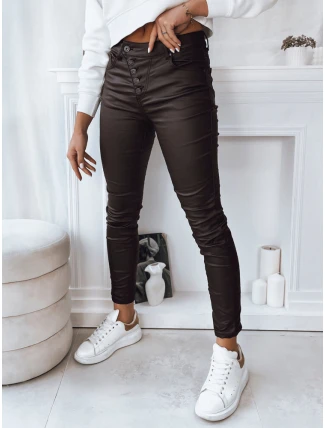 Dámske voskované nohavice KARLA tmavohnedé FashionStreet UY1787 Dámske voskované nohavice KARLA tmavohnedé FashionStreet UY1787