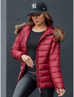 Dámska prešívaná zimná bunda s kapucňou ESTELLA bordová FashionStreet TY4530