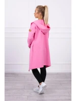 Dlhý kabát s kapucňou svetlo ružový