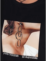 FALCI dámske bavlnené tričko čierne FashionStreet RY2397 FALCI dámske bavlnené tričko čierne FashionStreet RY2397