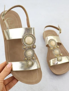 Dámske ploché sandále so zlatým ornamentom Filippo DS6882