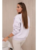 Zateplená mikina so sťahovacím lemom a ozdobnými mašľami béžová melanž