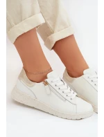 Kožené dámské polobotky se zipem Bíloblaté Dorothea