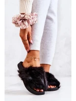 Dámske kožušinové papuče DZ821 Black - Kesi