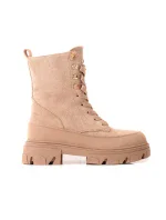 Klasické hnedé dámske členkové topánky na plochom podpätku