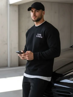 Pánska mikina s potlačou čierna FashionStreet BX5947