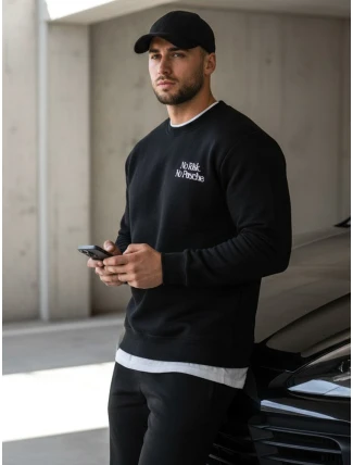 Pánska mikina s potlačou čierna FashionStreet BX5947 Pánska mikina s potlačou čierna FashionStreet BX5947