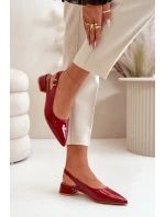 Lakierowane Baleriny Na Niskim Obcasie Z Noskami W Szpic Bordowe Anarinne