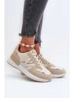 Sneakersy Damskie Z Eko Skóry Beżowe Kaimans