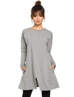 B042 Tunika s predným rázporkom - čierna B042 Tunika s predným rázporkom - čierna