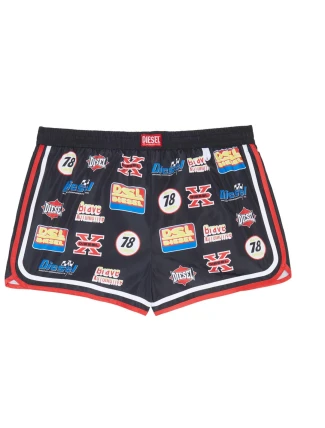 Pánske kúpacie kraťasy - 00S0L6-0NDAC-900 - čierna/potlač - Diesel