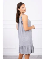 Šaty s tenkými ramienkami šedej