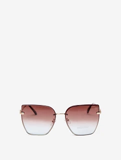 Bezrámové slnečné okuliare typu cat-eye s UV filtrom 400, hnedo-modré