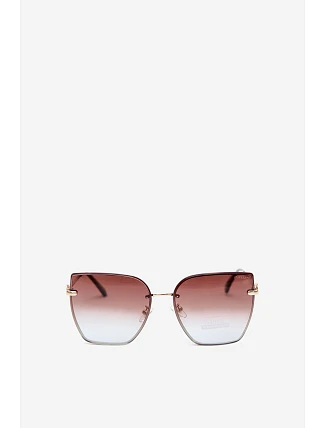 Bezrámové slnečné okuliare typu cat-eye s UV filtrom 400, hnedo-modré Bezrámové slnečné okuliare typu cat-eye s UV filtrom 400, hnedo-modré