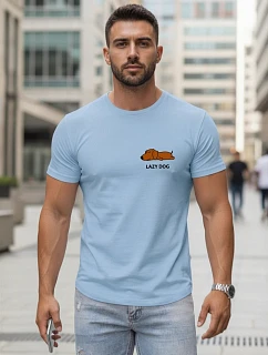 Pánske bavlnené tričko s minimalistickou potlačou modré FashionStreet NX5096R