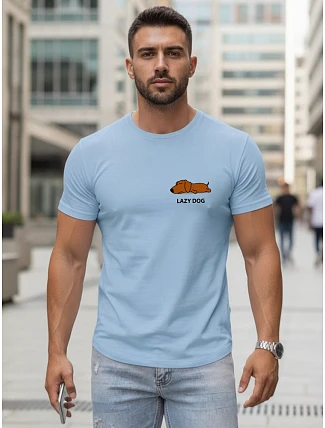 Pánske bavlnené tričko s minimalistickou potlačou modré FashionStreet NX5096R Pánske bavlnené tričko s minimalistickou potlačou modré FashionStreet NX5096R