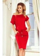 Červené dámske športové šaty s krátkymi rukávmi model 7213737