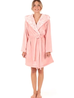 Dámsky župan Flora s kapucňou krátky 4856 3050 Pink Pearl - Vestis