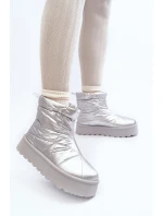 Śniegowce Damskie Na Masywnej Platformie Srebrne Fionia